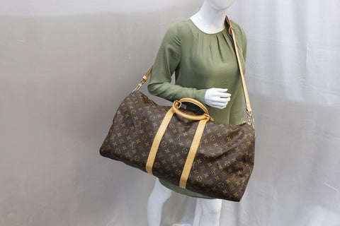 LOUIS VUITTON Monogram Canvas Keepall Bandouliere 55 Travel Bag