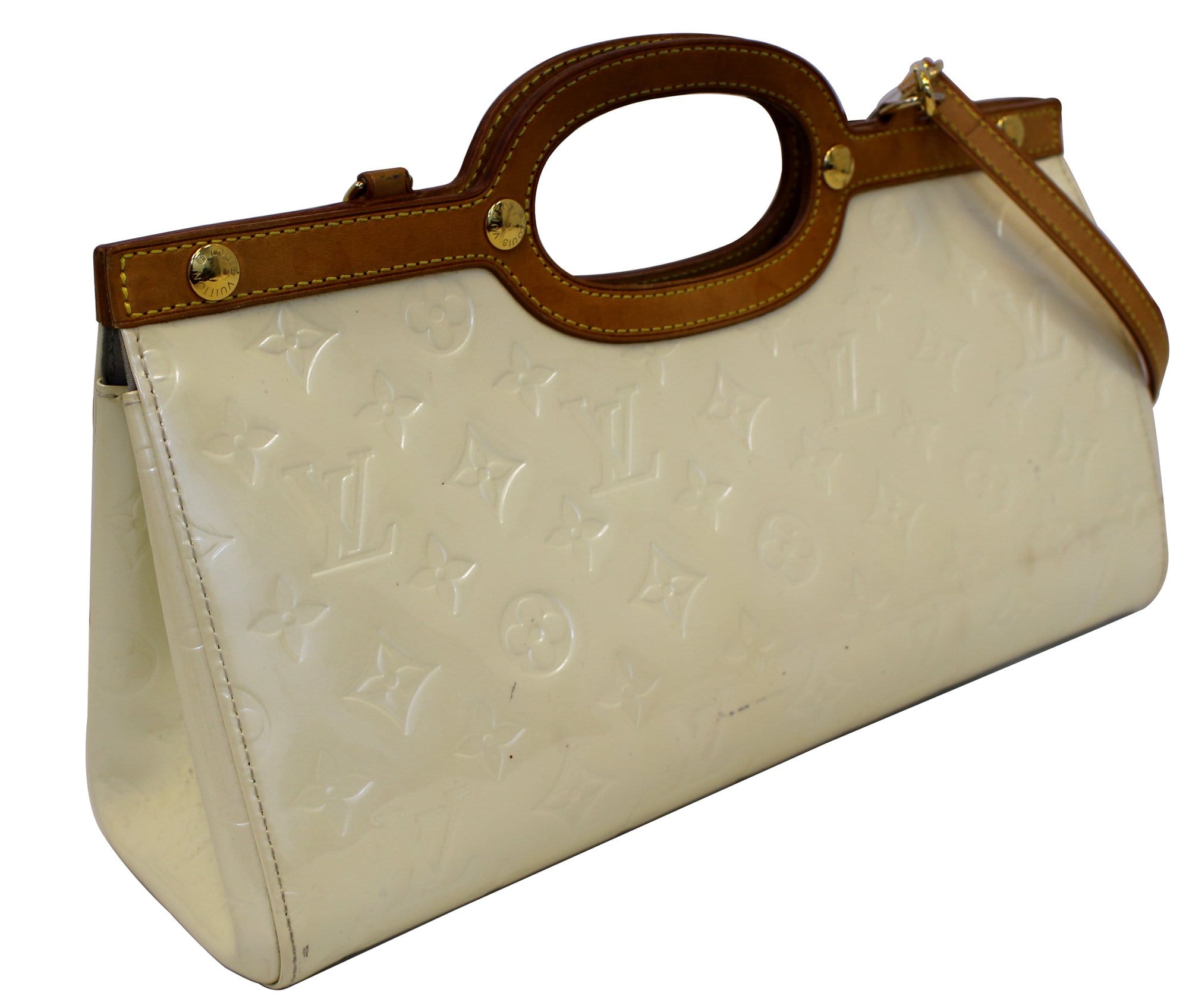 Louis Vuitton Beige Vernis Leather Louise Clutch Bag, Gently Used