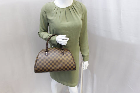 LOUIS VUITTON Damier Ebene Ribera MM Brown Satchel Bag