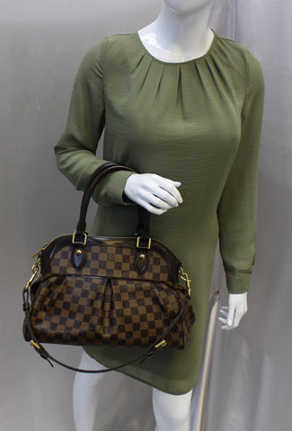 LOUIS VUITTON Damier Ebene Trevi PM Brown Shoulder Bag