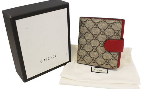 GUCCI GG Supreme French Flap Wallet Pearl Studded  431480