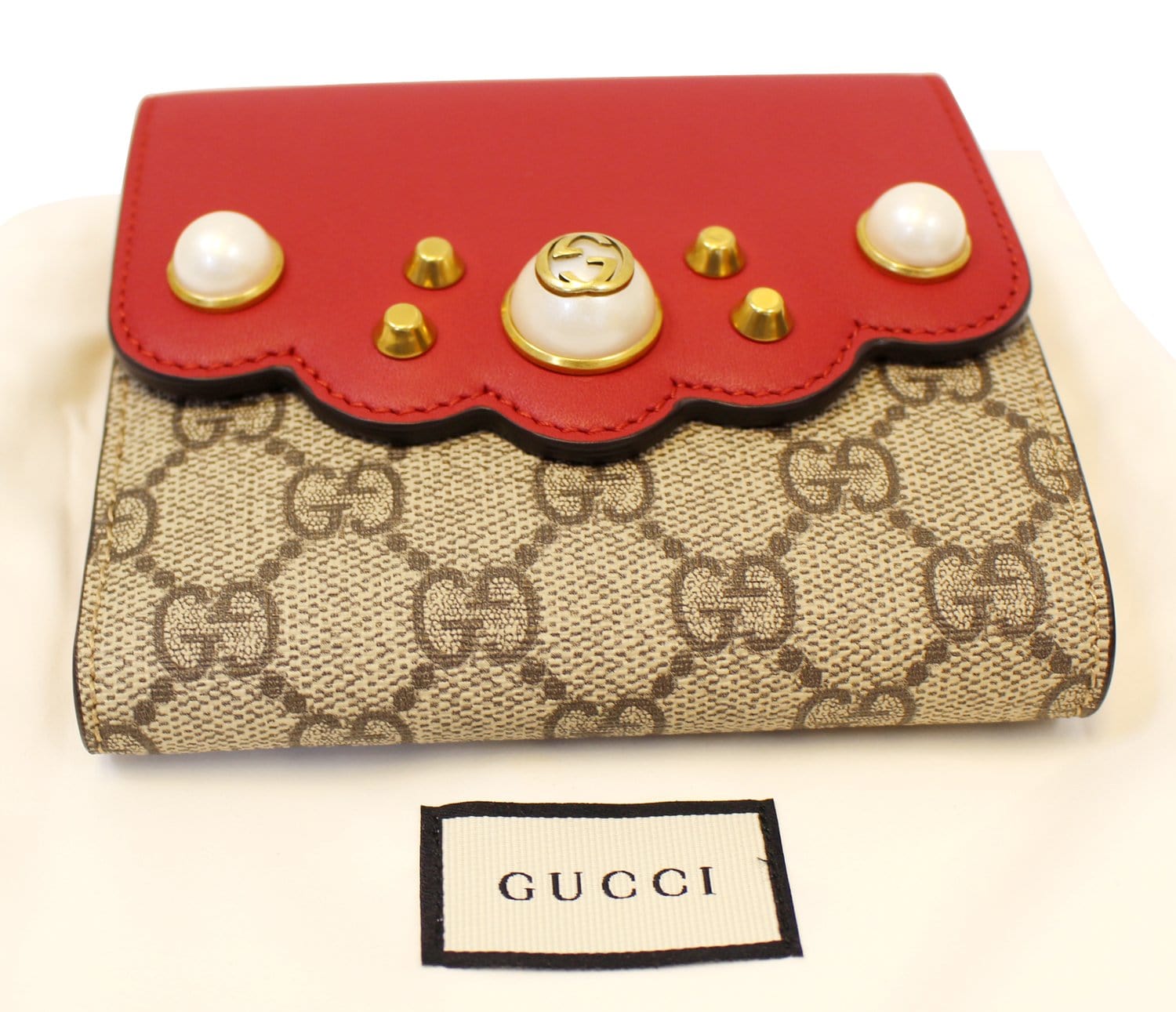 Gucci Red Original GG Supreme Canvas French Flap Wallet