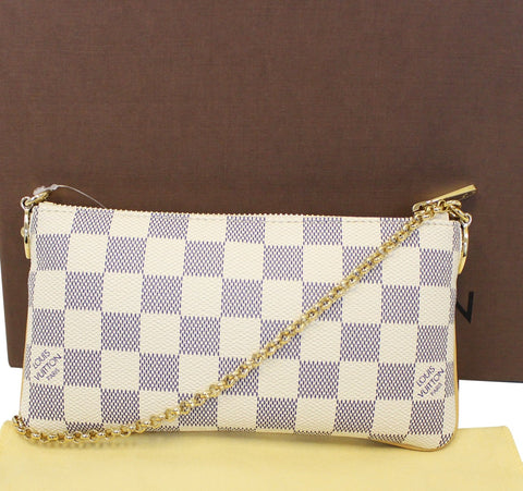 LOUIS VUITTON Damier Azur Milla MM White Pouch Bag