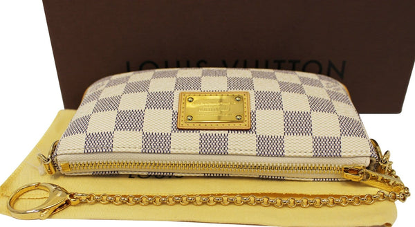 LOUIS VUITTON Damier Azur Milla MM White Pouch Bag