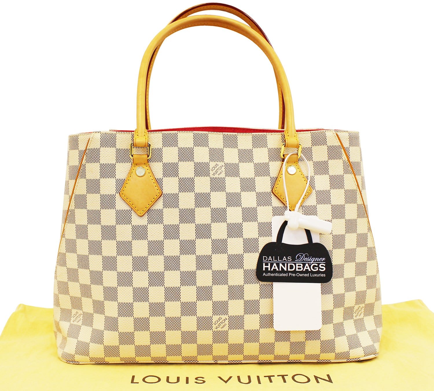 Authentic Louis Vuitton Damier Azur Canvas Leather Gold LV