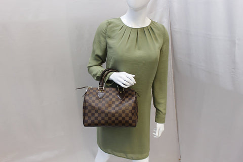 LOUIS VUITTON Damier Ebene Speedy 25 Satchel Brown Bag