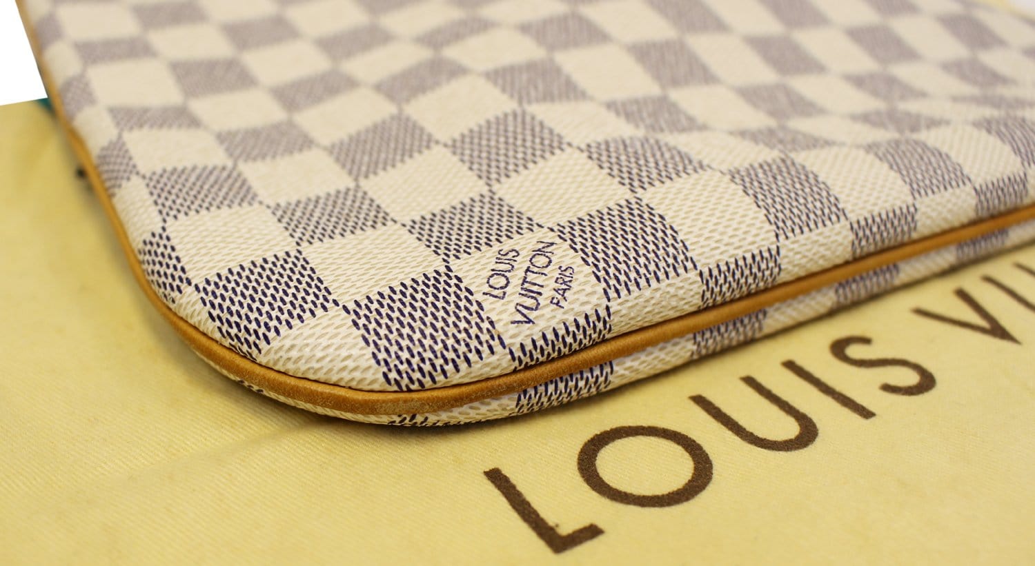 Louis Vuitton White Damier Azur Bosphore Pochette Blue Cloth ref