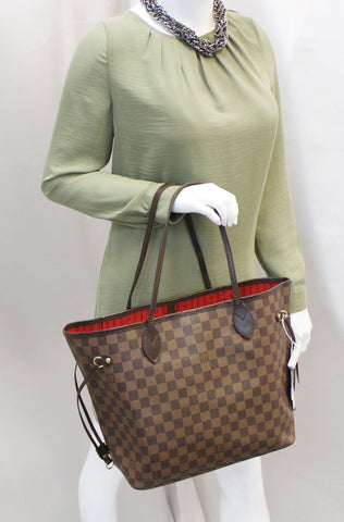 LOUIS VUITTON Damier Ebene Neverfull MM Brown Tote Bag