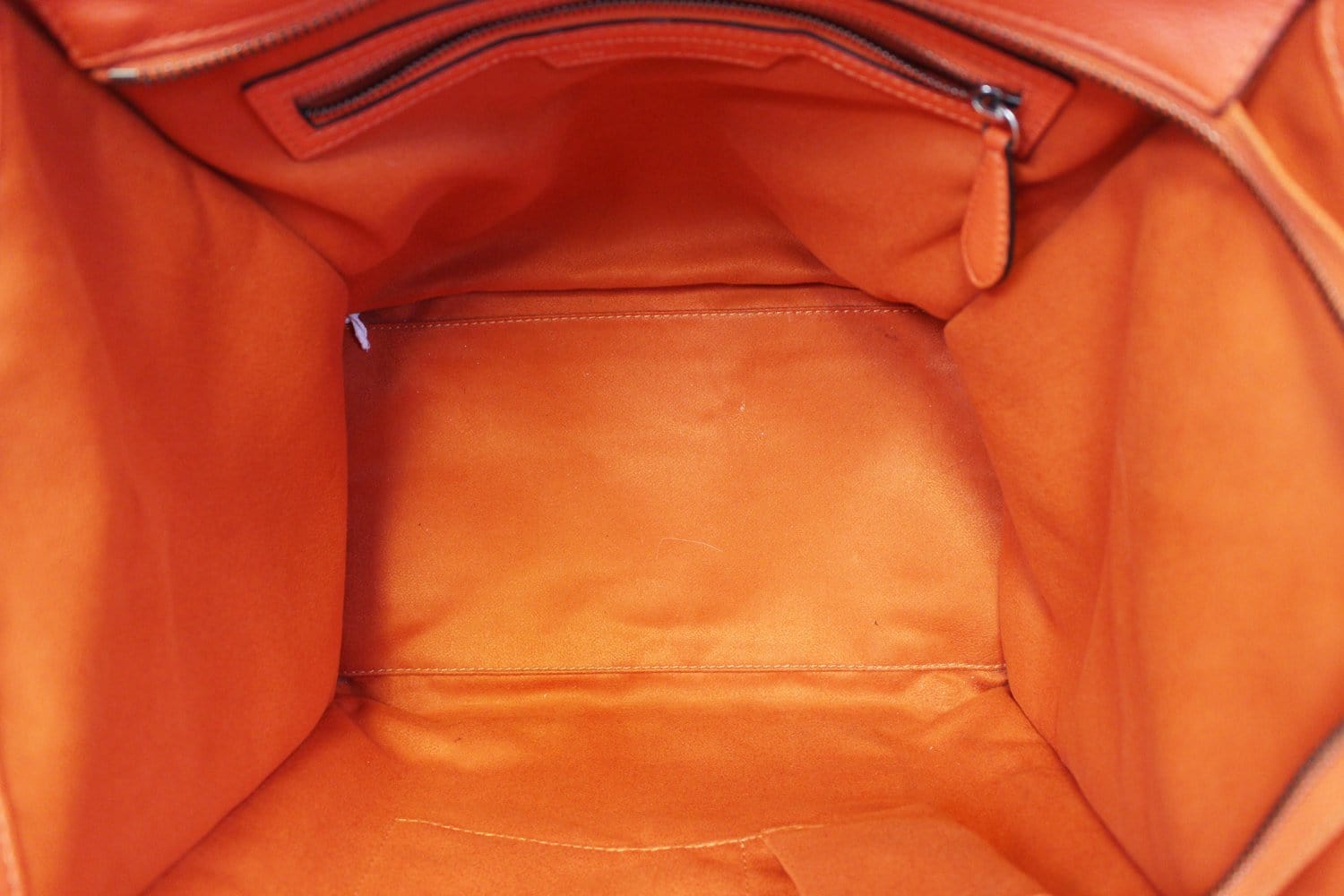 CELINE Orange Smooth Leather Mini Luggage Tote Bag