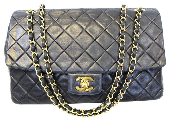 CHANEL Black Quilted Leather Black Medium Flap Shoulder Bag