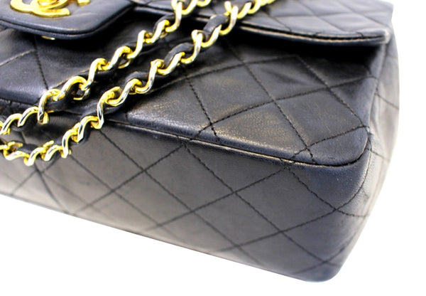 CHANEL Black Quilted Leather Black Medium Flap Shoulder Bag