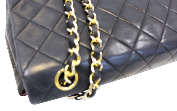 CHANEL Black Quilted Leather Black Medium Flap Shoulder Bag