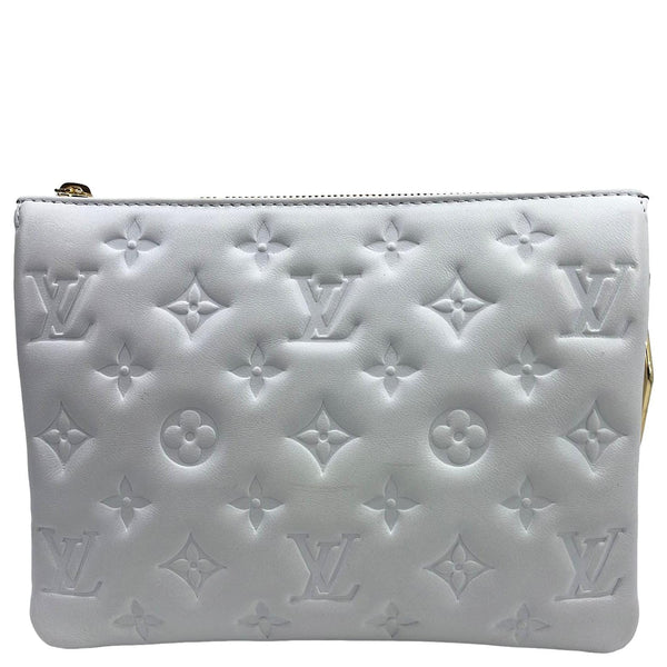 LOUIS VUITTON Coussin BB Monogram Embossed Leather Shoulder Bag White