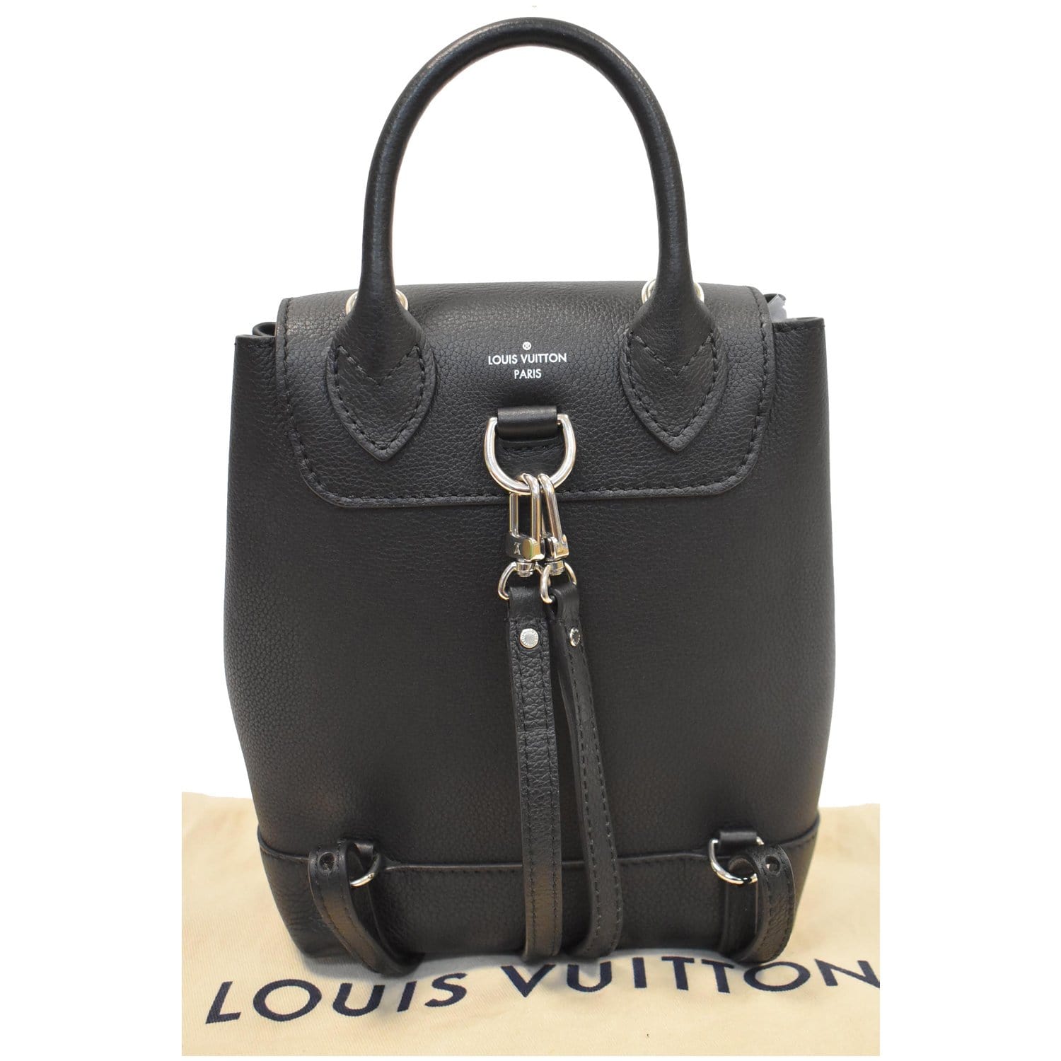 Louis Vuitton - Black Leather Calfskin Lock Me Bucket Bag