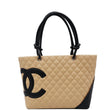 CHANEL Cambon Ligne Large Quilted Leather Tote Bag Beige