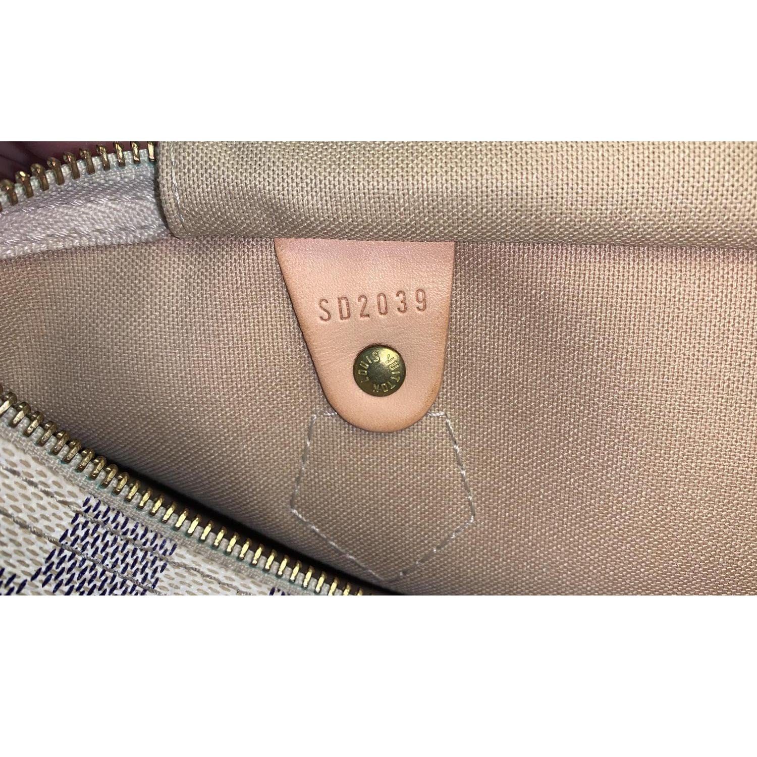 Louis Vuitton White Damier Azur Speedy 30 Leather Cloth ref.976320 - Joli  Closet
