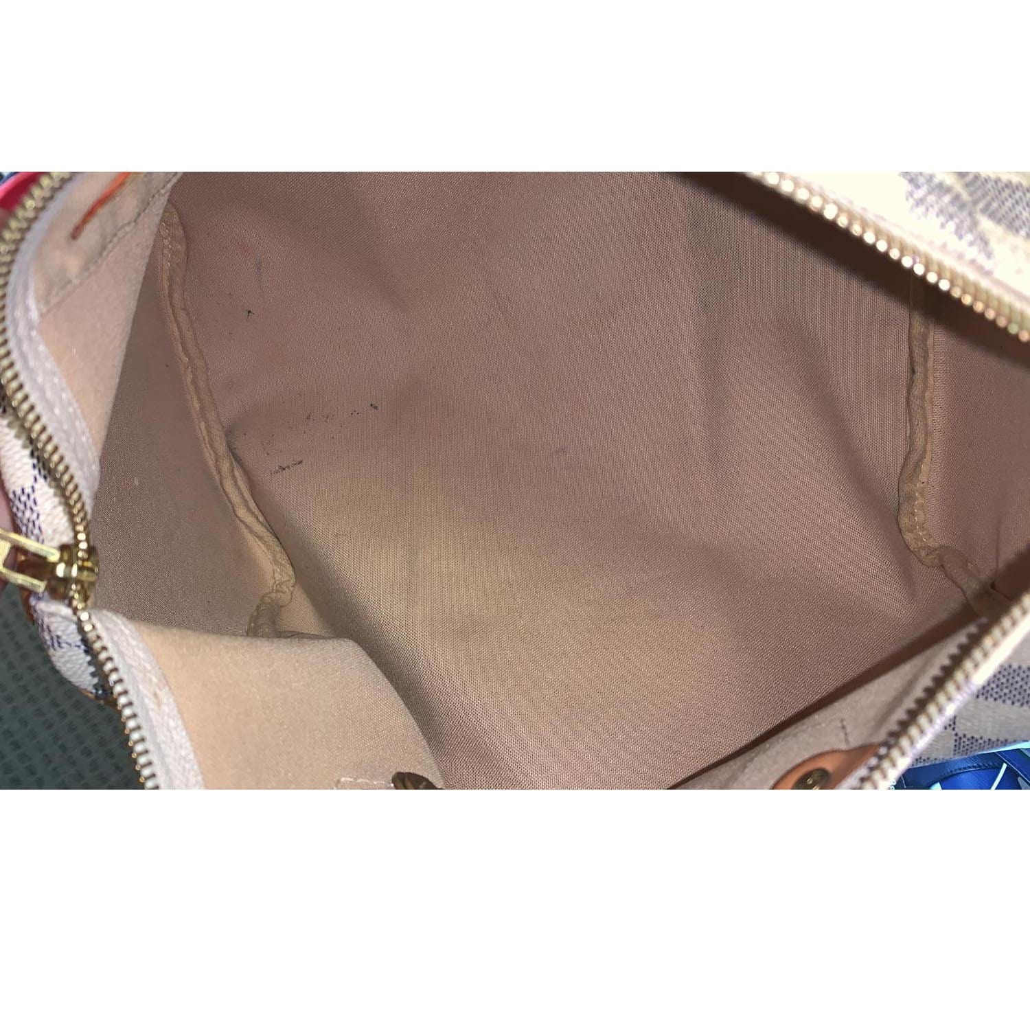 LV Louis Vuitton Damier White Speedy 30 Mini Duffle Handbag Purse