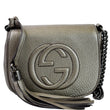 GUCCI GG Soho Tassel Pebbled Leather Shoulder Bag Silver 323190