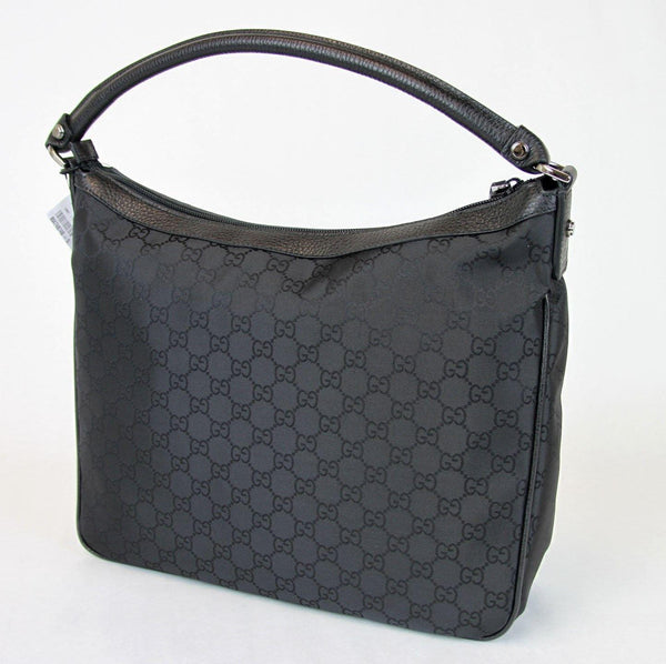 Gucci GG Abbey Hobo Bag Purse W/D Ring,Black Nylon 293581