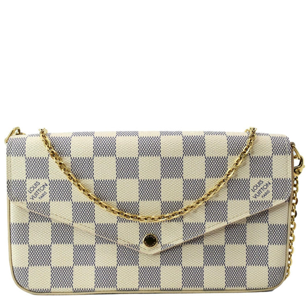 LOUIS VUITTON Felicie Pochette Damier Azur Crossbody Bag White